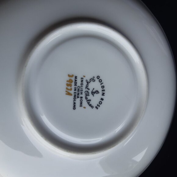 1940s Royal Chelsea Cake Plate, Teacup & Saucer, Golden Rose Bone China Vintage - Picture 7 of 14